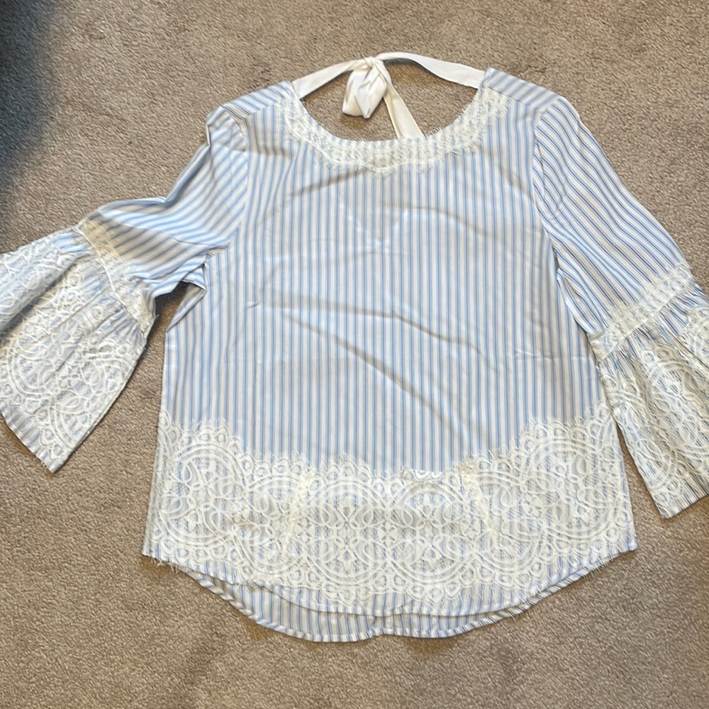 NWT Blue & White Women’s Lace Blouse